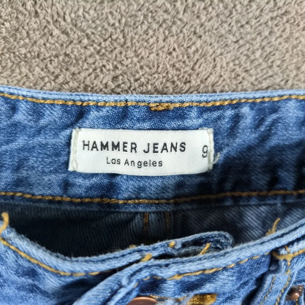 HAMMER JEANS Women Distressed Ripped Blue Denim Straight Leg Jeans Size‎ 9